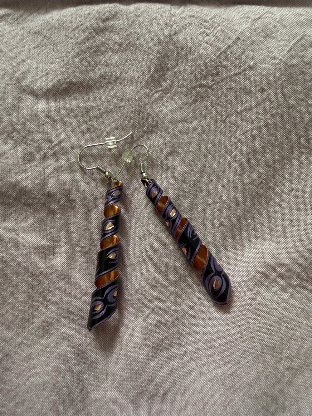 Twist Drop Earrings in Purple and Brown - Women Jewelry